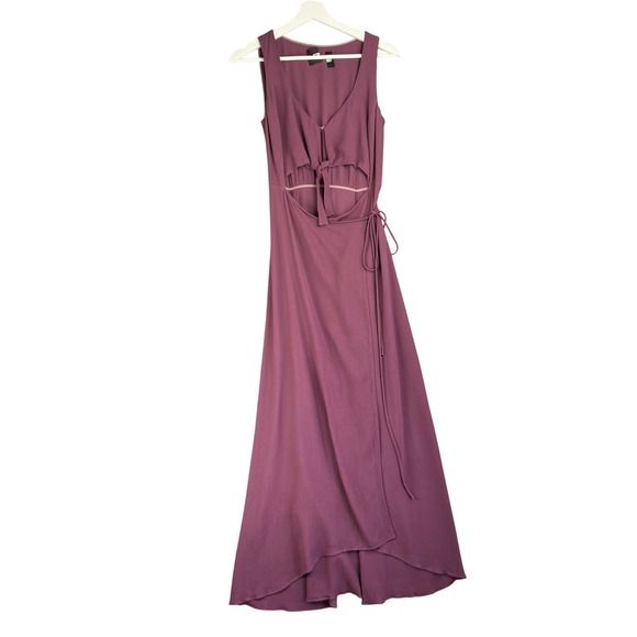 Reformation Dresses & Skirts - Reformation Kai Plum Purple Tie Front Cutout Wrap Maxi Dress Womens Size 4